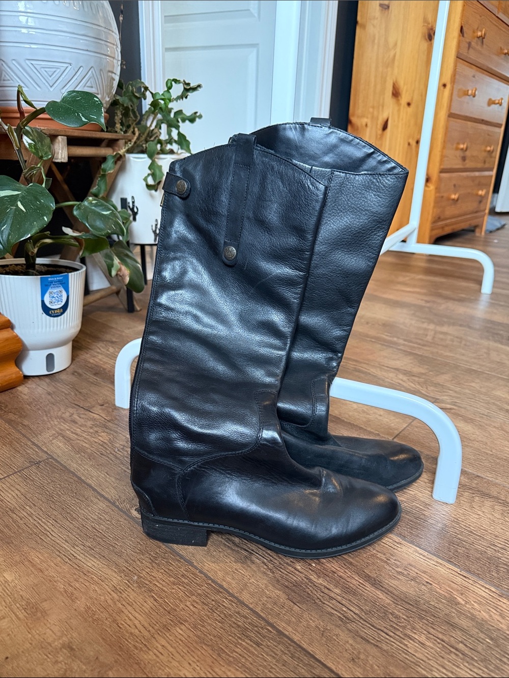 Sam Edelman Black Leather Tall Riding Boots